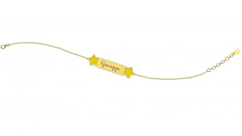 Bracelet avec Plaque - Étoiles Jaunes