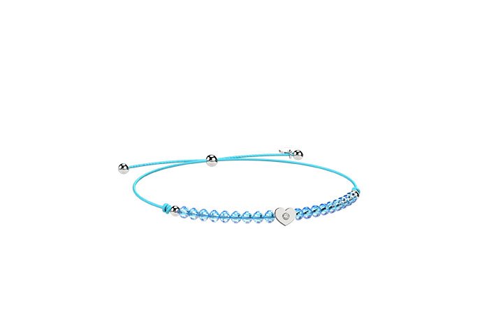 Bracciale Cordino con cuore azzurro