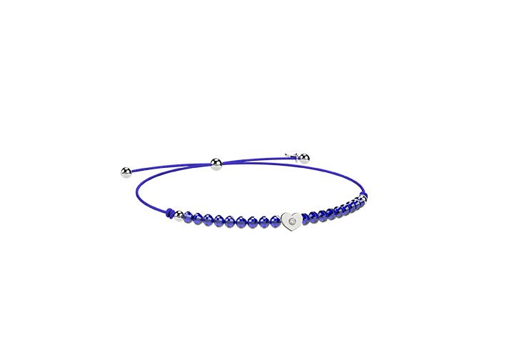 Bracciale Cordino con cuore blu