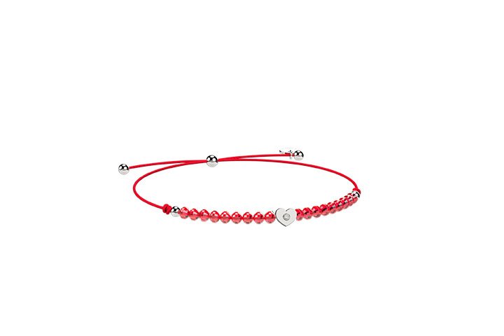 Bracciale Cordino con cuore rosso