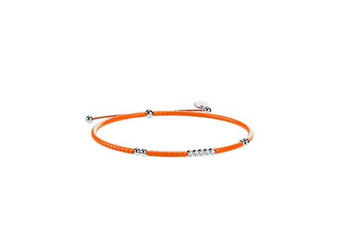 Bracciale Cordino e Argento arancio_9239