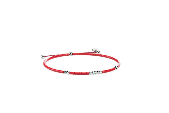 Bracciale Cordino e Argento rosso