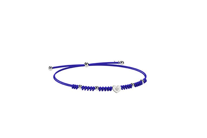 Bracciale Cordino e cuore Argento blu