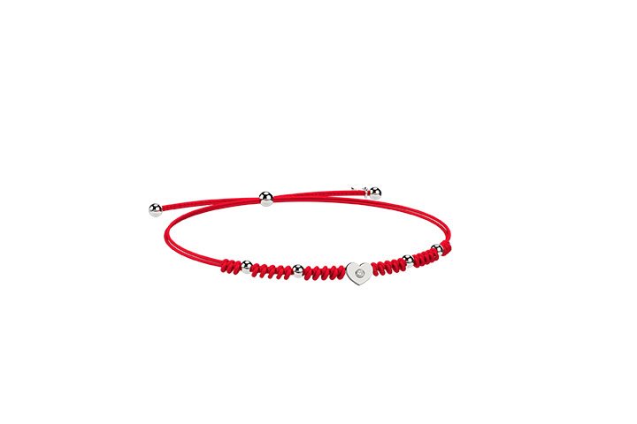 Bracciale Cordino e cuore Argento rosso