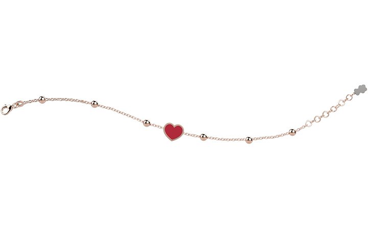 Bracciale Dorato con Cuore Rosso_2430