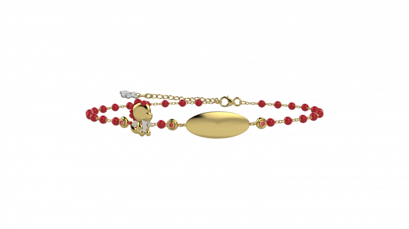 Bracciale incidibile Bimbi con Draghetto del Cuore Rosso Argento 925