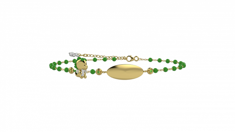 Bracciale incidibile Bimbi con Draghetto del Cuore Verde Argento 925_12701