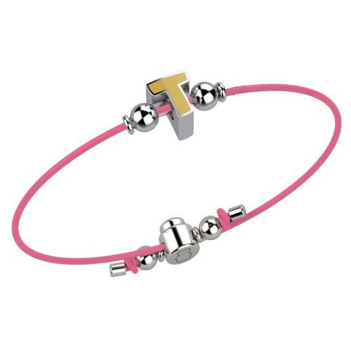 Rosa Lederarmband T Silber 925