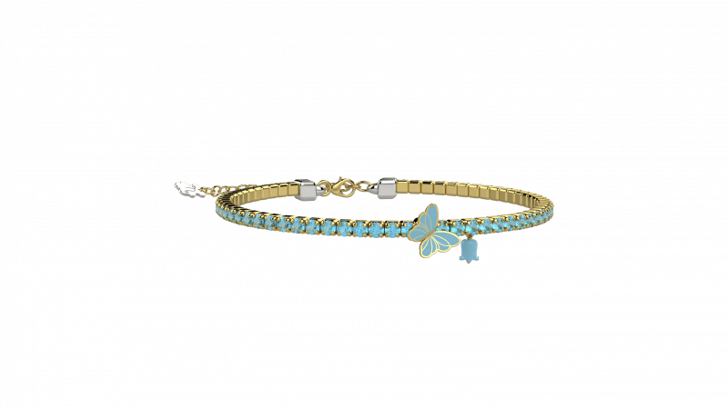 Bracciale Tennis Bimbi Argento 925 con pietre azzurre