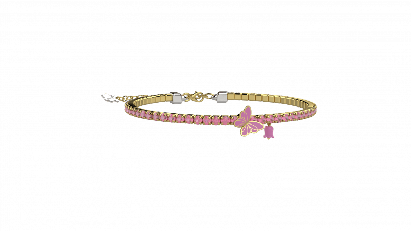 Bracciale Tennis Bimbi Argento 925 con pietre rosa
