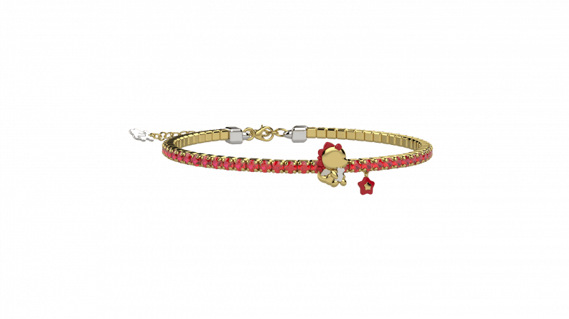 Bracciale Tennis Bimbi Argento 925 con pietre rosse_12677