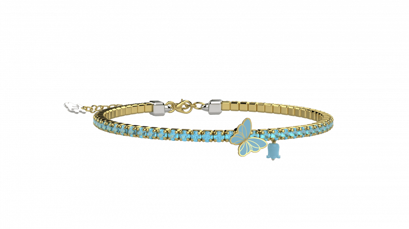 Bracciale Tennis Mamma Argento 925 con pietre azzurre