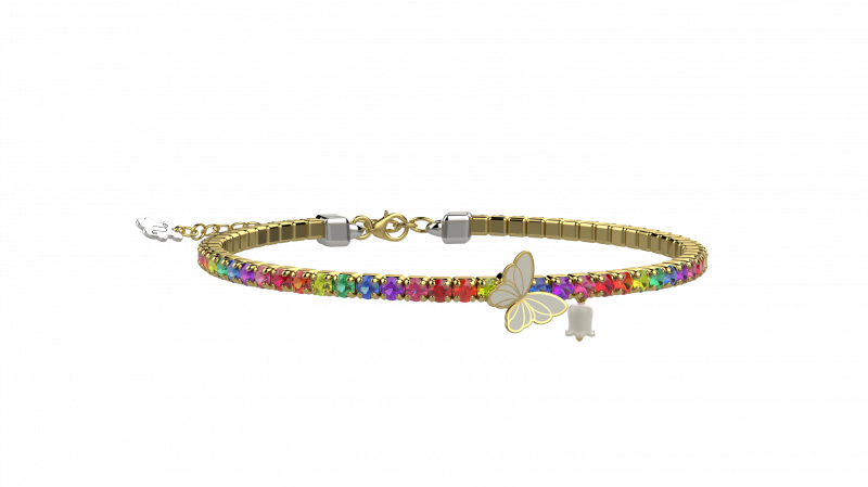 Bracciale Tennis Mamma Argento 925 con pietre multicolor