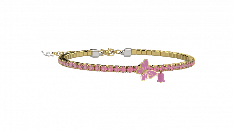 Bracciale Tennis Mamma Argento 925 con pietre rosa_12683