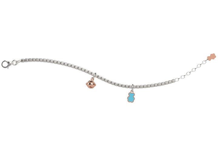 Bracelet with Bell and Turquoise Teddy Bear
