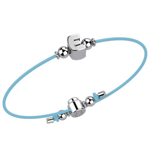 Bracelet with Light Blue Lace - Letter E_1847