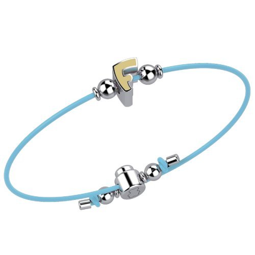 Bracelet with Light Blue Lace - Letter F_1849