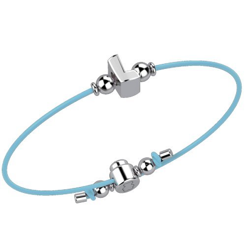 Bracelet with Light Blue Lace - Letter L_1859