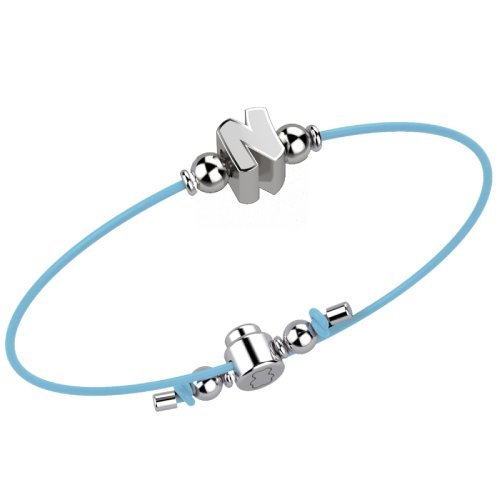 Bracelet with Light Blue Lace - Letter N_1863