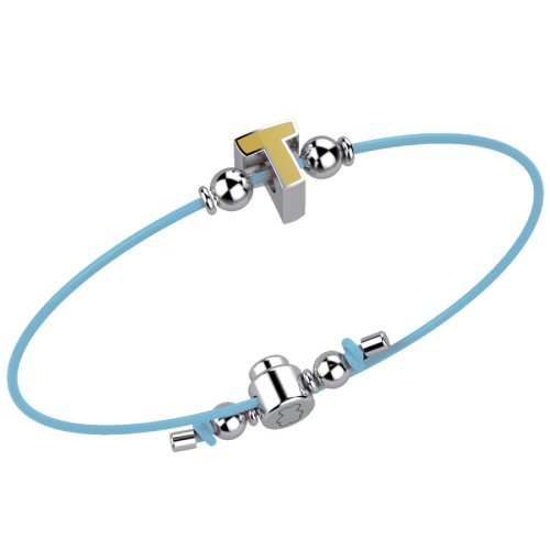 Bracelet with Light Blue Lace - Letter T
