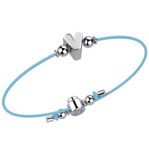 Bracelet with Light Blue Lace - Letter V