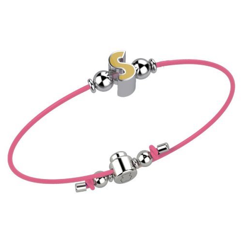 Bracelet with Pink Lace - Letter S