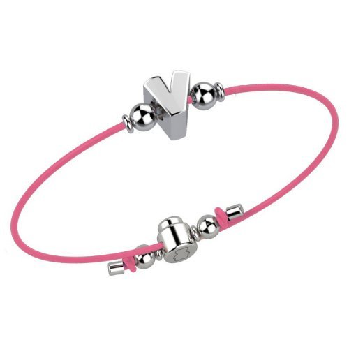 Bracelet with Pink Lace - Letter V