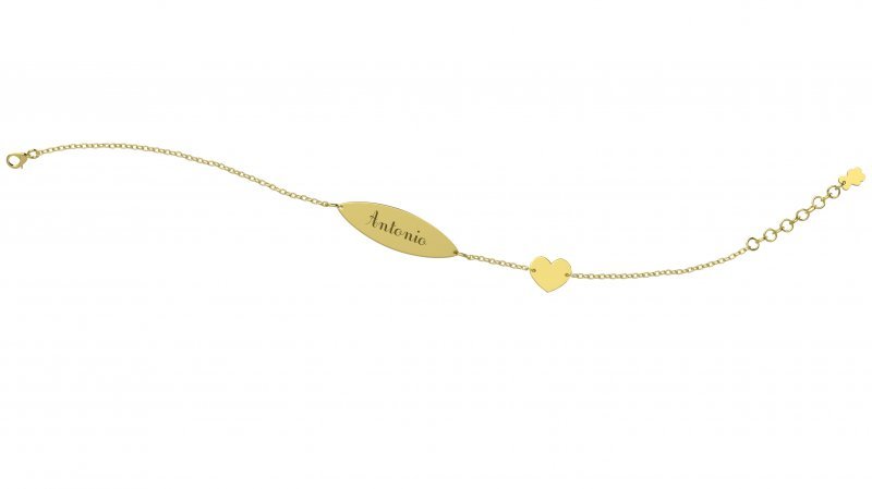 Bracelet with Plate and Golden Heart