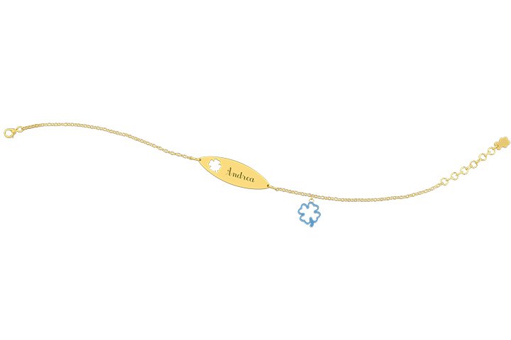 Bracelet with Plate - Charm light blue quatrefoil