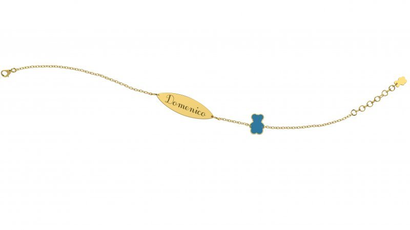 Bracelet with Plate - Light Blue Teddy Bear