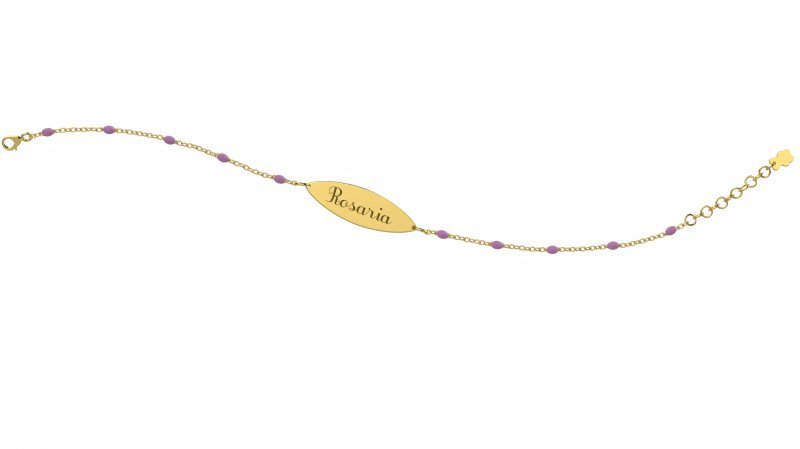 Bracelet with Plate - Lilac Beads