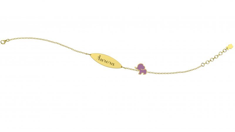 Bracelet with Plate - Lilac Elephant