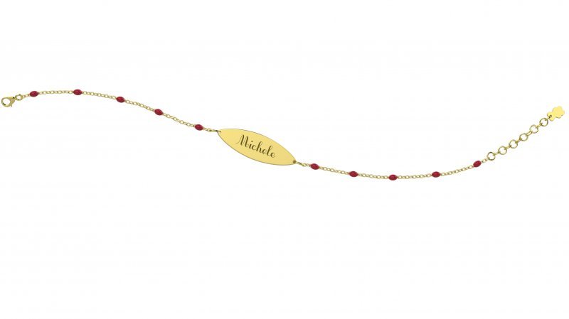 Bracelet with Plate - Red Beads