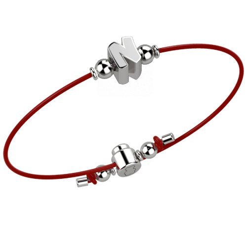 Bracelet with Red Lace - Letter N