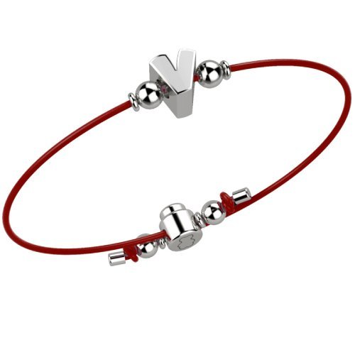 Bracelet with Red Lace - Letter V