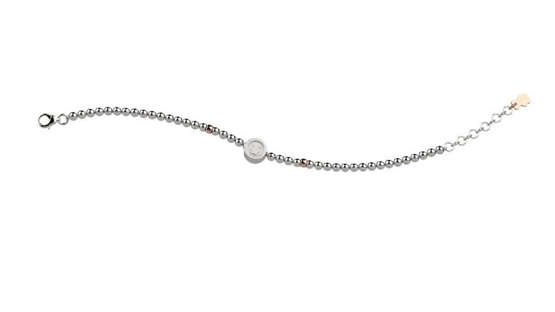 Bracelet with silver Beads and white Bear_2365