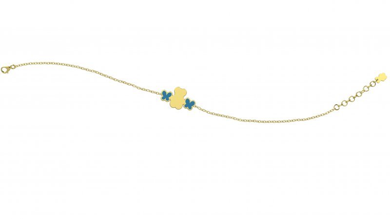 Bracelet with Teddy Bear and Light Blue Butterflies