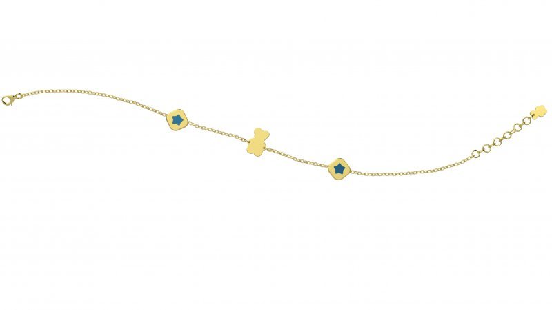 Bracelet with Teddy Bear - Light Blue Stars