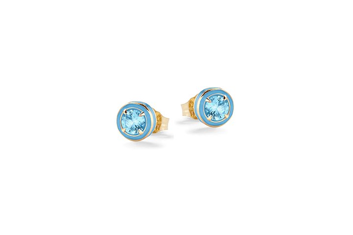 Brilliant Blue Stone Earrings in Silver_9315