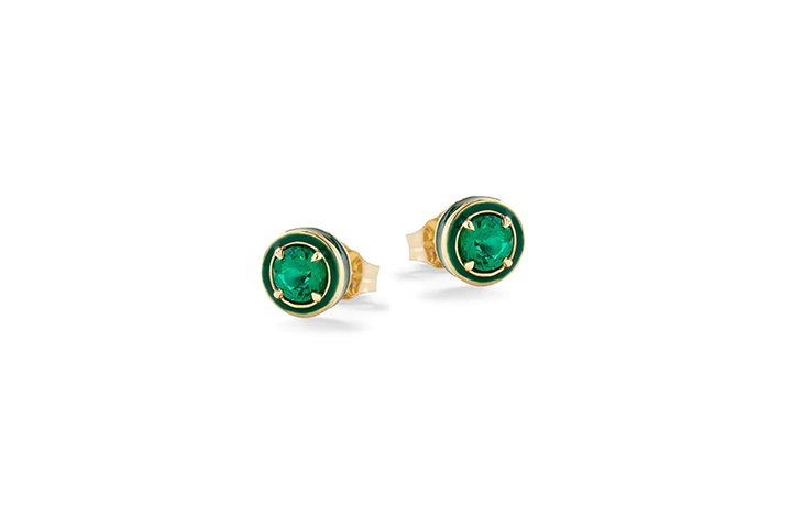 Brilliant Green Stone Silver Earrings_9316