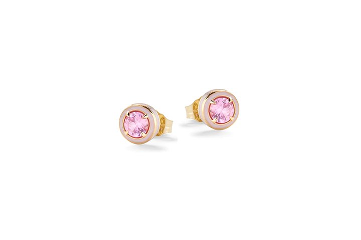 Brilliant Pink Silver Stone Earrings