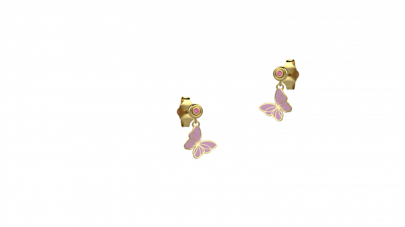 Butterfly Earrings of 925 Silver Colors, pink details_12673