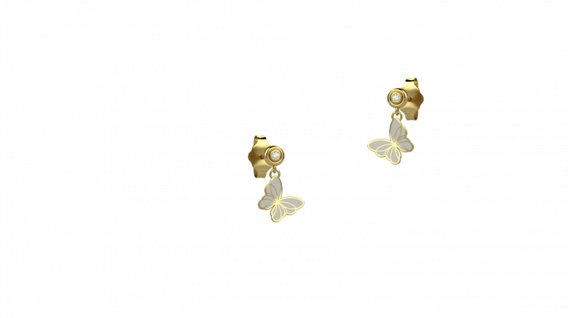 Butterfly Earrings of 925 Silver Colors, white details_12674