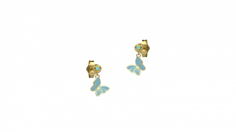 Butterfly Earrings of the Colors 925 Silver, blue details_12675