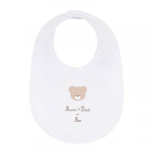 White Bib "Mum + Dad = Me"