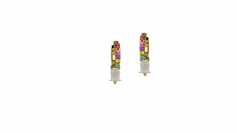 Campanella della Gioia Bianca earrings in 925 silver, multicolored stone_12669