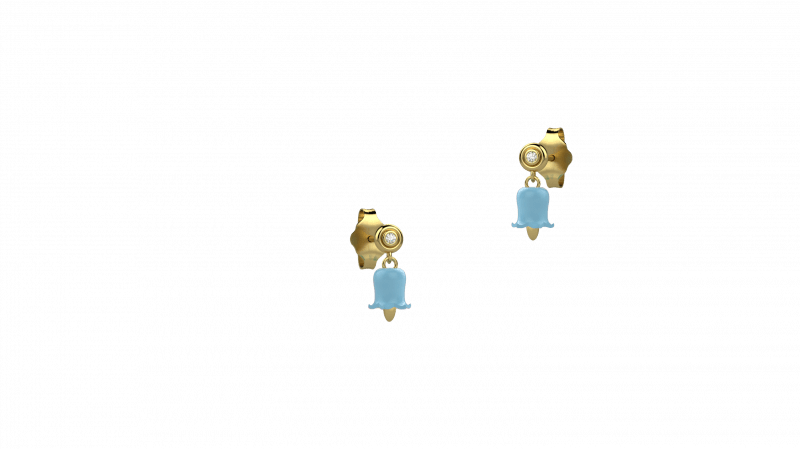 Campanella della Gioia earrings in 925 silver, blue details_12672
