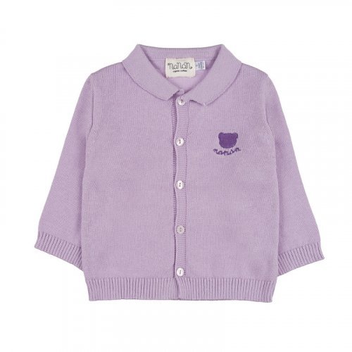 Cardigan con colletto e ricamo