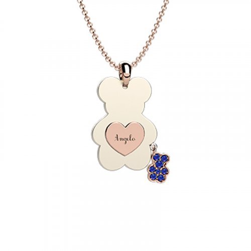 Ceramic-Gold 9kt Blue Bear Pendant