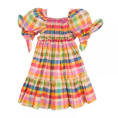 Checked dress with smock_8560